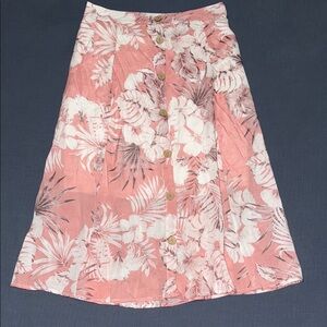 Mlle Gabrielle Pink Pleated Midi Skirt Resort Wear EUC L